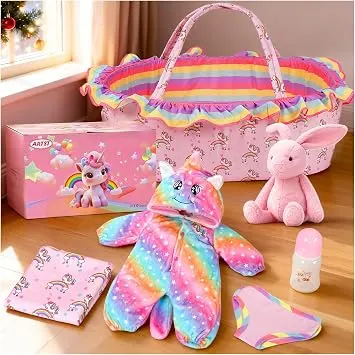 ARTST set unicornio arcoíris con moisés